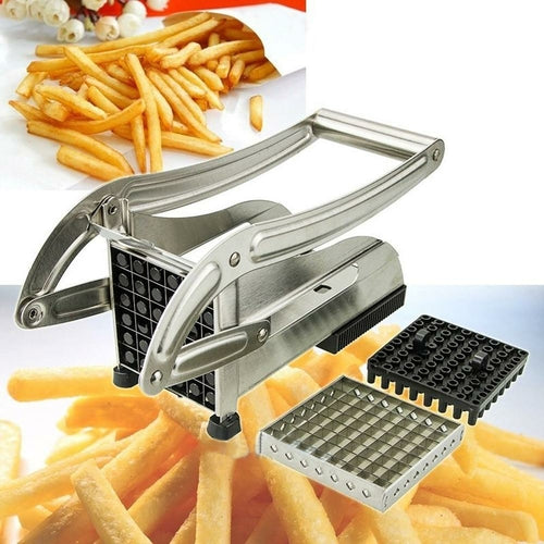 Stainless Steel French Fries & Potato Cutter – 2 Interchangeable Blades, Wall-Mount