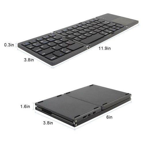 Portable Triple Folding Bluetooth Keyboard — Wireless Mini Keyboard for Phone & Tablet