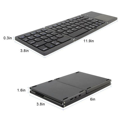 Portable Triple Folding Bluetooth Keyboard — Wireless Mini Keyboard for Phone & Tablet