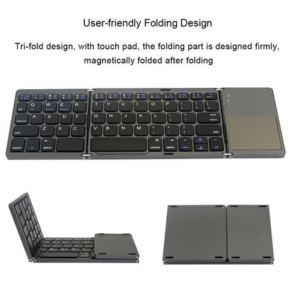 Portable Triple Folding Bluetooth Keyboard — Wireless Mini Keyboard for Phone & Tablet